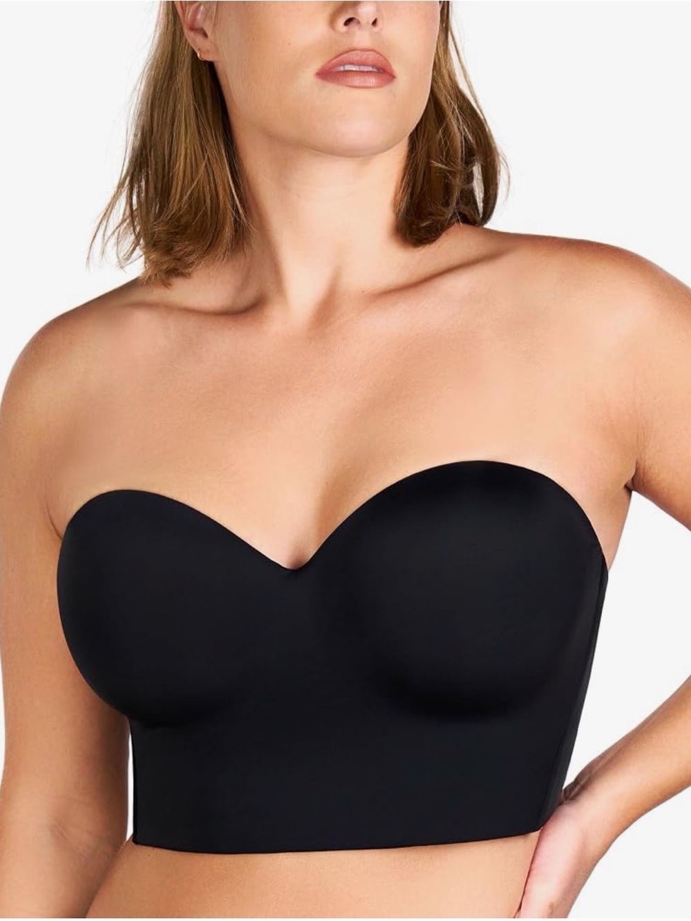 Black Strapless Smoothing Longline Bra